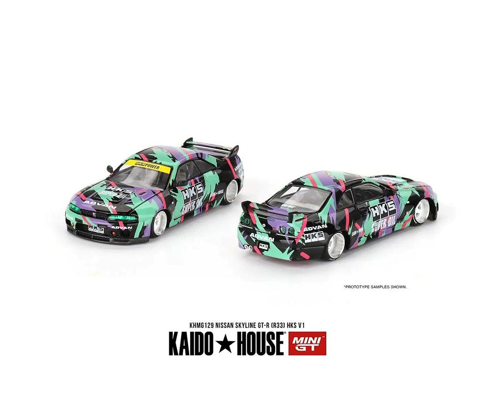 Kaido House x Mini GT 1:64 Nissan Skyline GT-R (R33) HKS V1 – Black Green