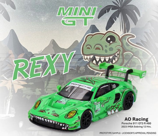 Mini GT 1:64 Porsche 911 GT3 R #80 GTD AO Racing 2023 IMSA Sebring 12 Hrs