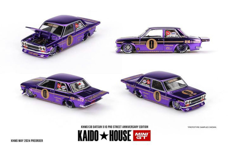 Kaido House x Mini GT 1:64 Datsun 510 Pro Street Anniversary Edition – Purple