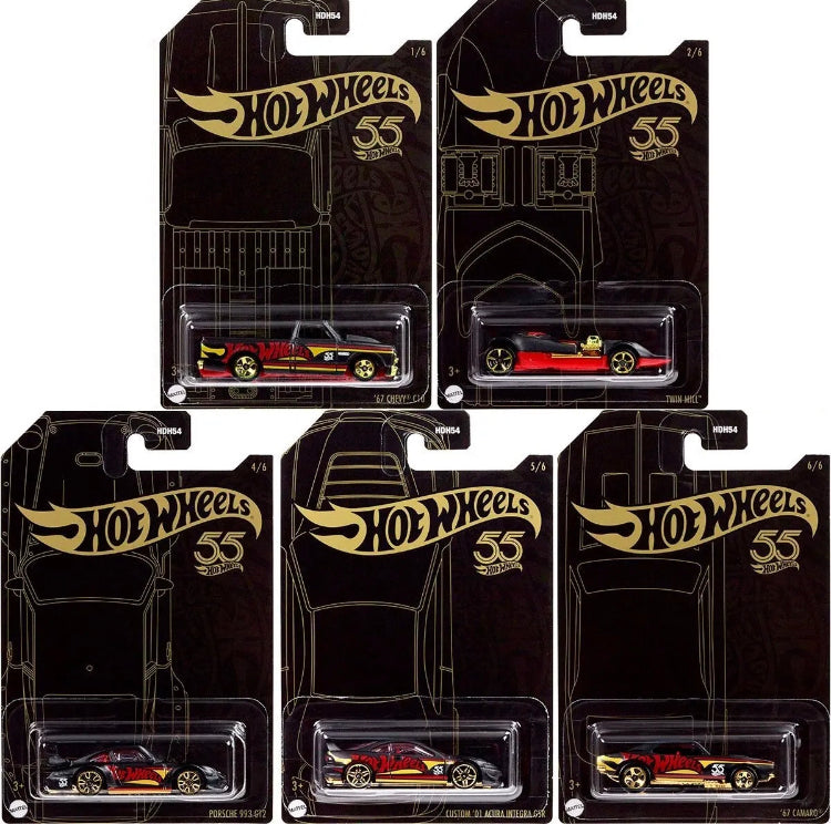 2023 Hot Wheels 55th Anniversary Pearl & Chrome D Case (5 Cars Set) HDH54-956D