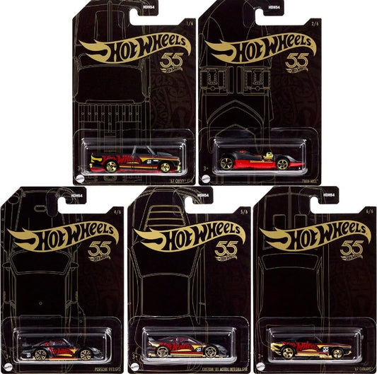 2023 Hot Wheels 55th Anniversary Pearl & Chrome D Case (5 Cars Set) HDH54-956D