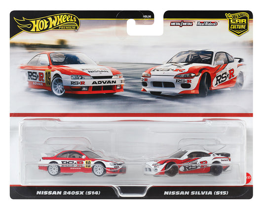 Hot Wheels 1:64 Car Culture Premium 2 Cars Set Nissan 240SX (S14) & Nissan Silvia (S15)