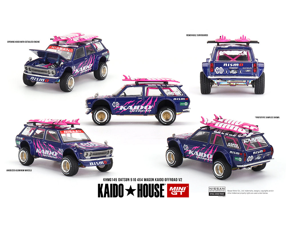 Kaido House x Mini GT 1:64 Datsun 510 4×4 Wagon Kaido Offroad V2- Purple