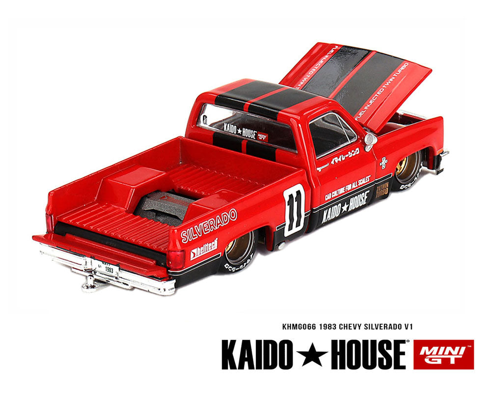 Kaido House x Mini GT 1:64 Chevrolet Silverado 1983 KAIDO V1- Red – Limited Edition