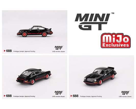 Mini GT 1:64 Porsche 911 Carrera RS 2.7 Black with Red Livery –