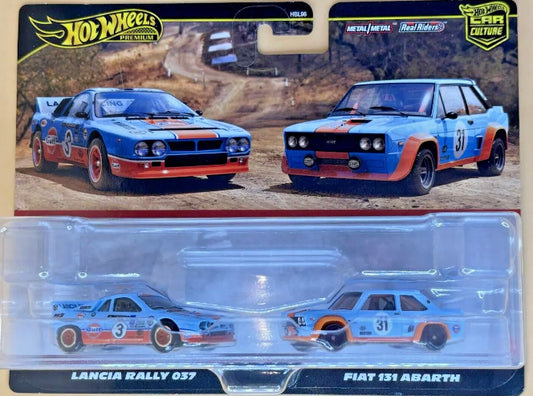 Hot Wheels Premium 2Pack Lancia Rally 037 Fiat 131 Abarth(Gulf ) scale 1:64 diescast