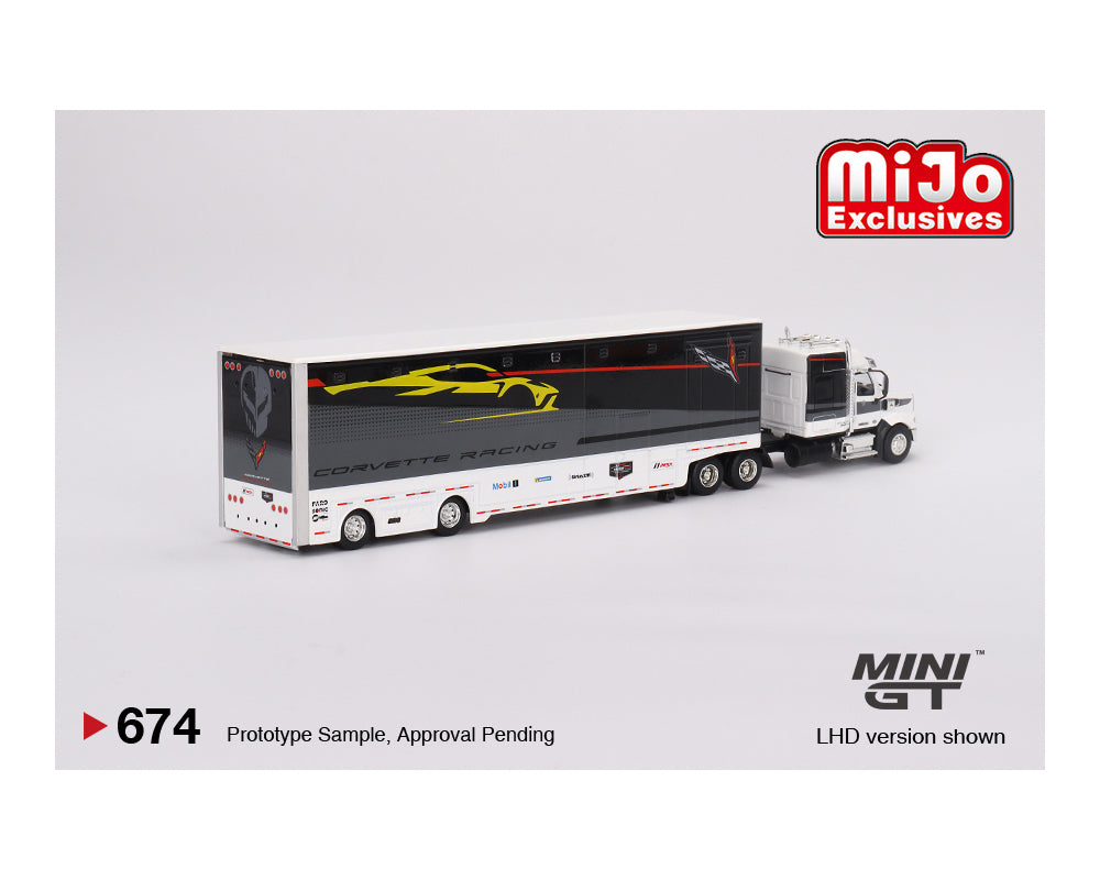 Preorder) Mini GT 1:64 Chevrolet Corvette C8R Racing Cars #3 & #33 Winners with Western Star Transporter – Mijo Exclusives