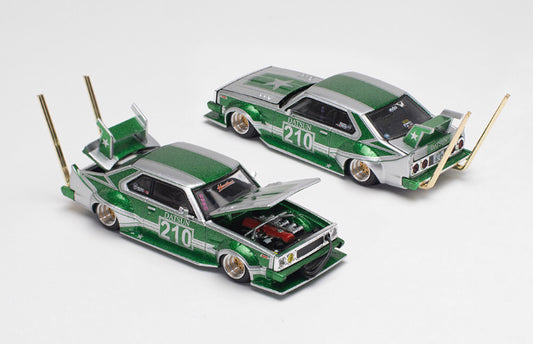 Pop race SKYLINE C210 KAIDO RACER (BOSOZOKU STYLE) - SILVER/GREEN 