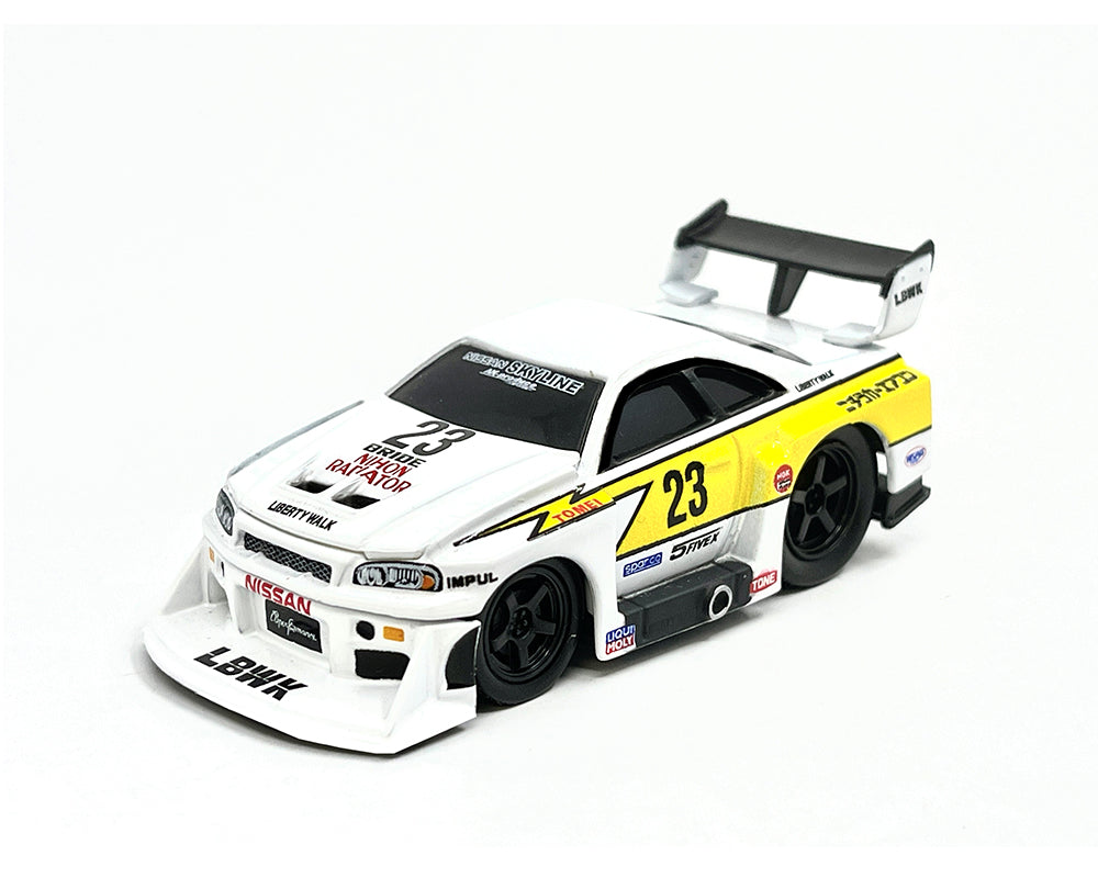 Preorder) Muscle Machines 1:64 LBWK Nissan GT-R R34 Super Silhouette Skyline – White – Mijo Exclusives