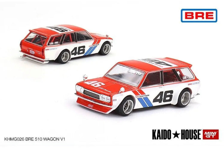 MINI GT x KAIDO HOUSE 1/64 DASTUN 510 WAGON BRE VERSION 1 #46 RED WHITE KHMG026