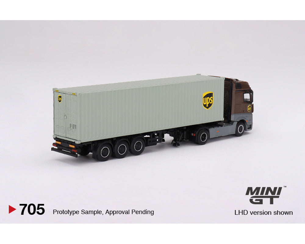 Mini GT 1:64 Mercedes-Benz Actros with 40 Ft Dry Container – UPS Europe