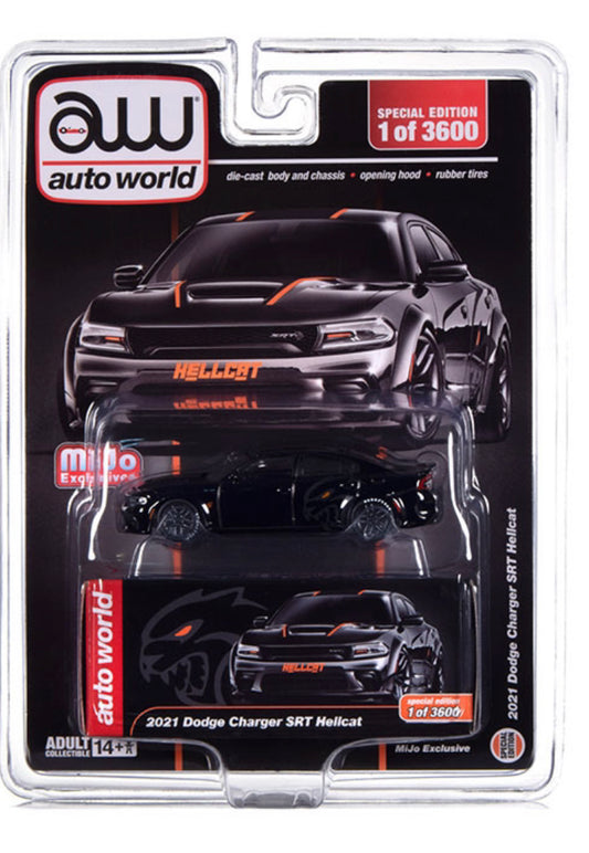 Preorder) Auto World 1:64 2021 Dodge Charger SRT Hellcat Custom Black Limited 3,600 pieces –