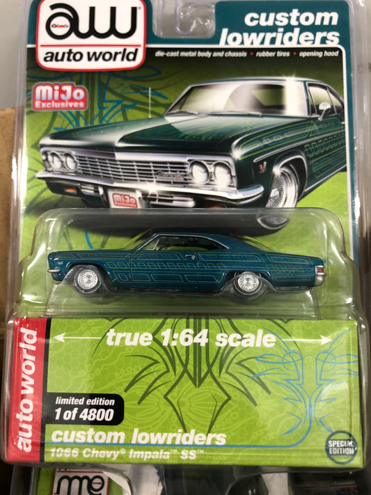 1966 '66 CHEVY IMPALA SS HARD TOP GREEN LOWRIDERS MIJO AUTO WORLD DIECAST 2020