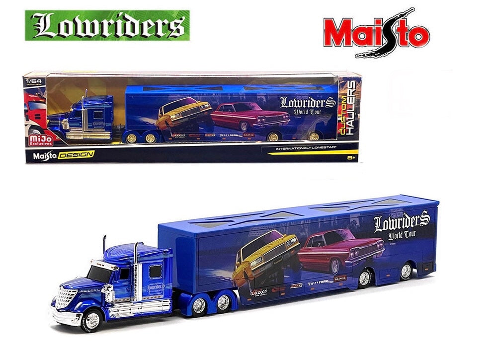 INTERNATIONAL LONESTAR ENCLOSED TRANSPORTER "LOWRIDERS" 1/64 BY MAISTO 12418-LR