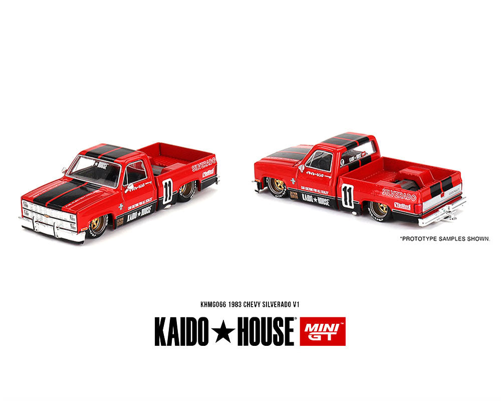 Kaido House x Mini GT 1:64 Chevrolet Silverado 1983 KAIDO V1- Red – Limited Edition