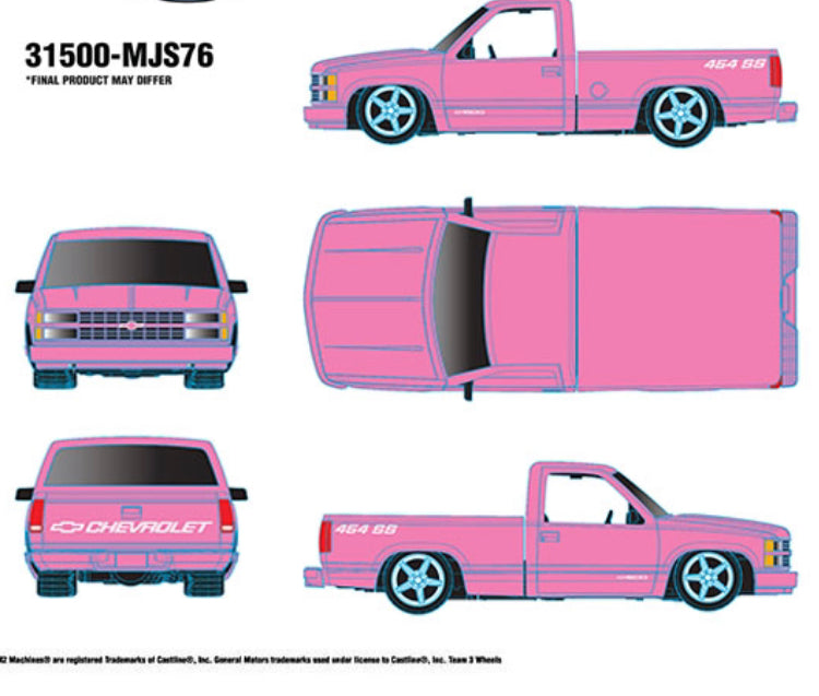 M2 Machines 1:64 1991 Chevrolet C1500 SS 454 Pickup Truck Limited Edition – Semi Gloss Pink