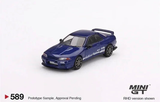 MINI GT TOP SECRET NISSAN GT-R VR32 1/64 DIECAST MODEL METALLIC BLUE MGT00589