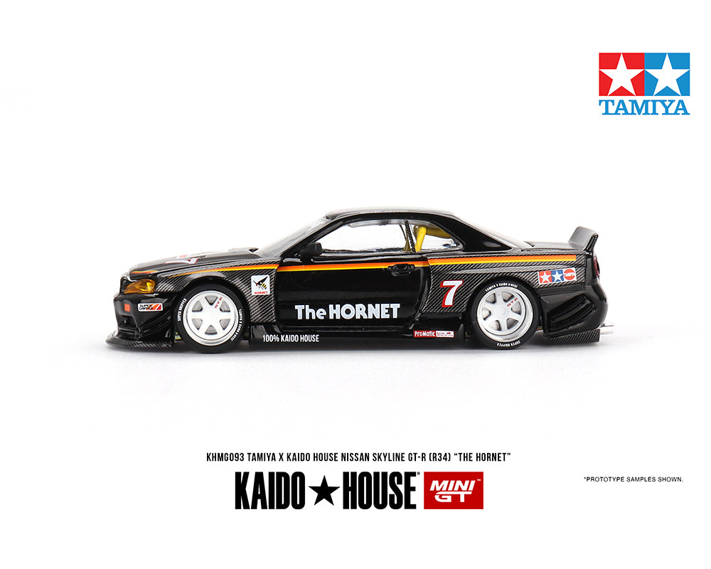 MINI GT x KAIDO HOUSE TAMIYA NISSAN GT-R R34 THE HORNET 1/64 BLACK KHMG093