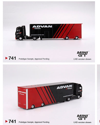 Mini GT 1:64 Mercedes-Benz Actros w/ Racing Transporter “ADVAN”