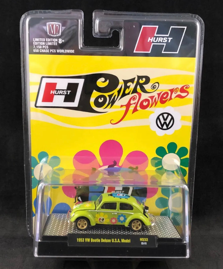 1953 VOLKSWAGEN BEETLE DELUXE LIME GREEN "HURST" 1/64 DIECAST M2 31500-HS32