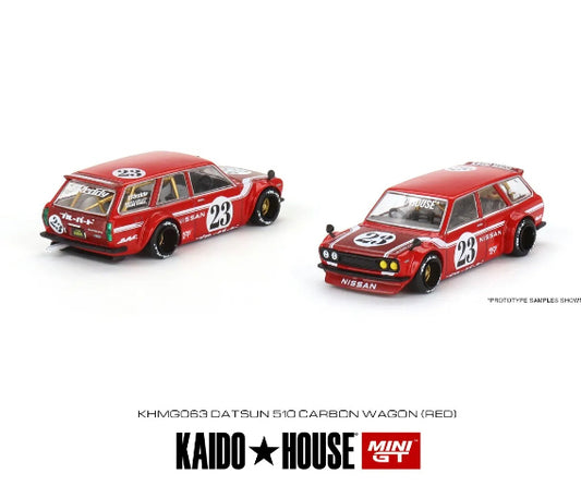 2023 Mini-GT Kaido House Red DATSUN 510 Wagon Carbon Fiber V2 SEALED #KHMG063