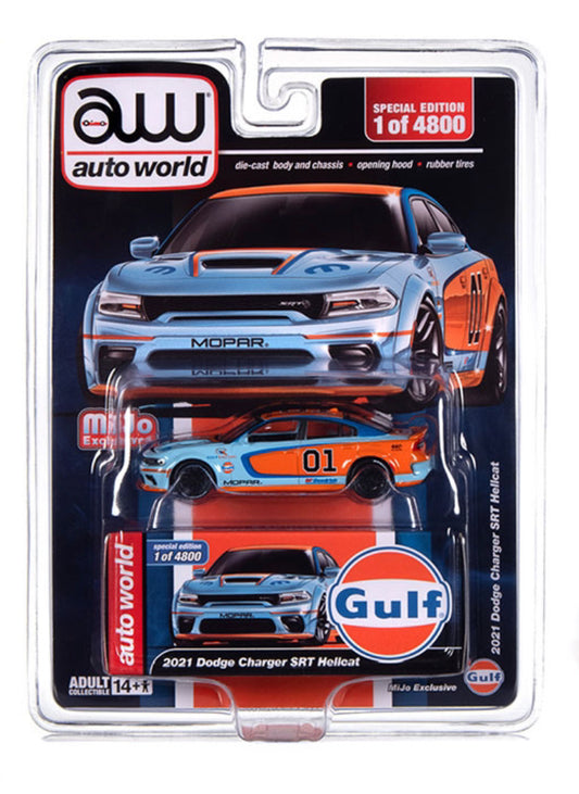 Preorder) Auto World 1:64 2021 Dodge Charger SRT Hellcat Custom GULF Livery Limited 4,800 pieces