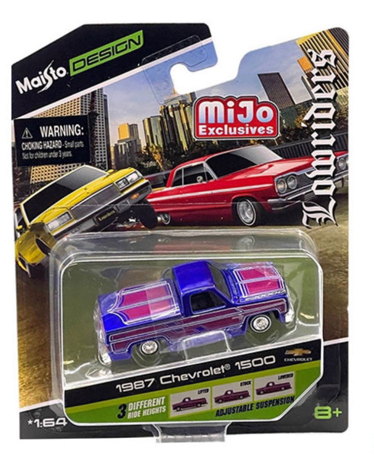 Maisto 1:64 1987 Chevrolet 1500 Lowriders – Metallic Blue – Design Lowriders – Limited Edition 3,600 Pieces