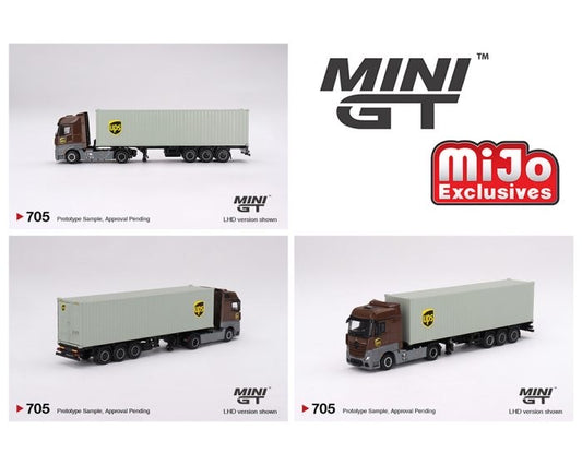 Mini GT 1:64 Mercedes-Benz Actros with 40 Ft Dry Container – UPS Europe