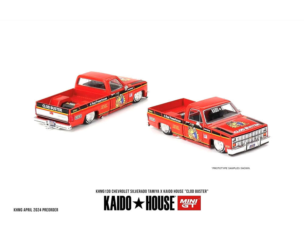 Kaido House x Mini GT 1:64 Chevrolet Silverado Tamiya x Kaido House ” CLOD BUSTER” – Orange pre-order ETA September