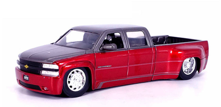 Jada 1:24 1999 Chevrolet Silverado Dually Stock Wheels – Two Tone M Red with Grey – Just Trucks