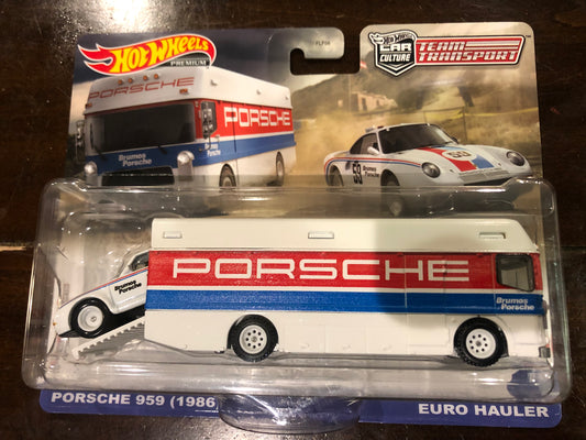 Hot Wheels Porsche 959 + Euro Hauler Team Transport #61 2023 Car Culture NEW