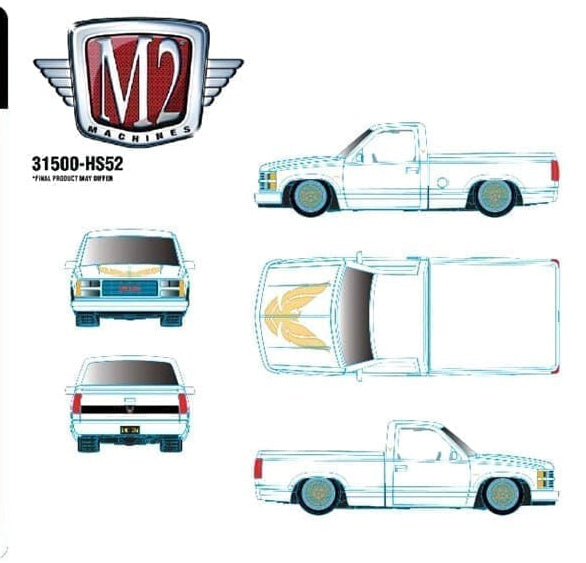 M2 Machines 1:64 1988 GMC Sierra 1500 Custom – White – Hobby Exclusive